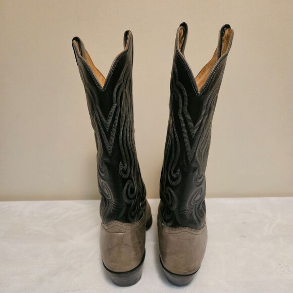 Vintage Imperial Cowboy Boots Leather American USA Made Black/Gray 10.5D M112 main image 10